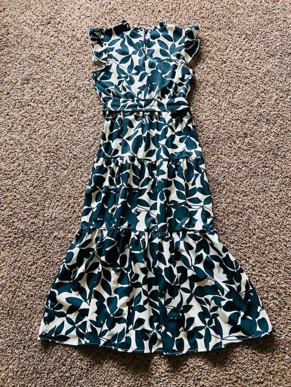 Floral Tiered Maxi Dress in Teal and Cream